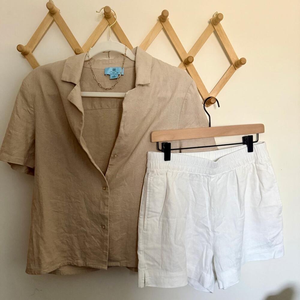 Timeless classic linen blend button down shirt